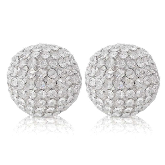Set of Two Clear Faux Crystal and Silver Decorative Orb Tabletop Sculptures - Homeroots - Flyclothing LLC