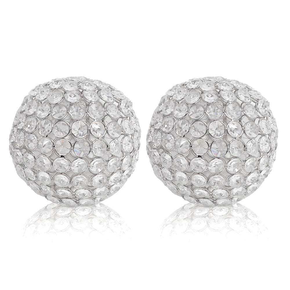 Set of Two Clear Faux Crystal and Silver Decorative Orb Tabletop Sculptures - Homeroots - Flyclothing LLC