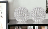 Set of Two Clear Faux Crystal and Silver Decorative Orb Tabletop Sculptures - Homeroots - Flyclothing LLC