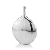 12" Silver Aluminum Long Neck Round Disc Table Vase - Homeroots