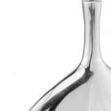 12" Silver Aluminum Long Neck Round Disc Table Vase - Homeroots