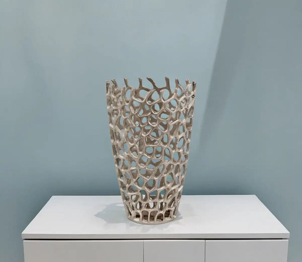 16" Silver Aluminum Twigs Novelty Table Vase - Homeroots