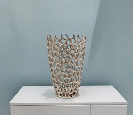 16" Silver Aluminum Twigs Novelty Table Vase - Homeroots