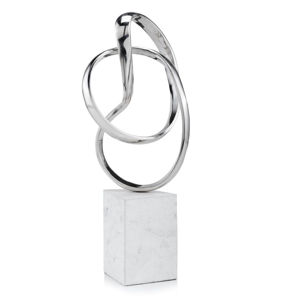 18" Silver and White Marble and Aluminum Sculpture - Homeroots