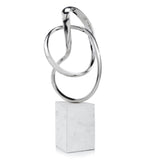 18" Silver and White Marble and Aluminum Sculpture - Homeroots