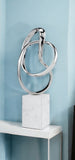 18" Silver and White Marble and Aluminum Sculpture - Homeroots