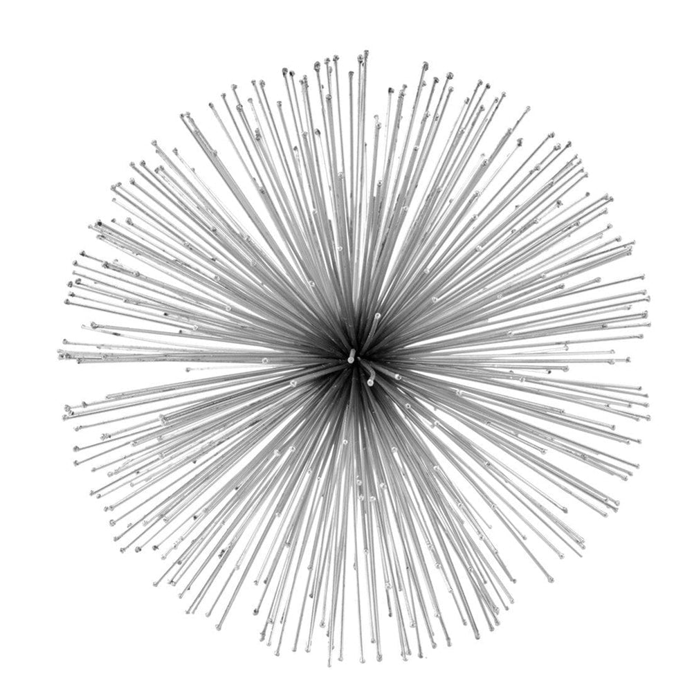 6" Silver Iron Decorative Urchin Spiky Sphere Tabletop Sculpture - Homeroots