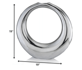 19" Silver Aluminum Ring Hoop Table Vase - Homeroots