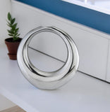19" Silver Aluminum Ring Hoop Table Vase - Homeroots