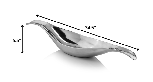 8" Silver Aluminum Long Wavy Bowl - Homeroots