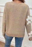 Flower Round Neck Long Sleeve Sweater - Trendsi - Flyclothing LLC