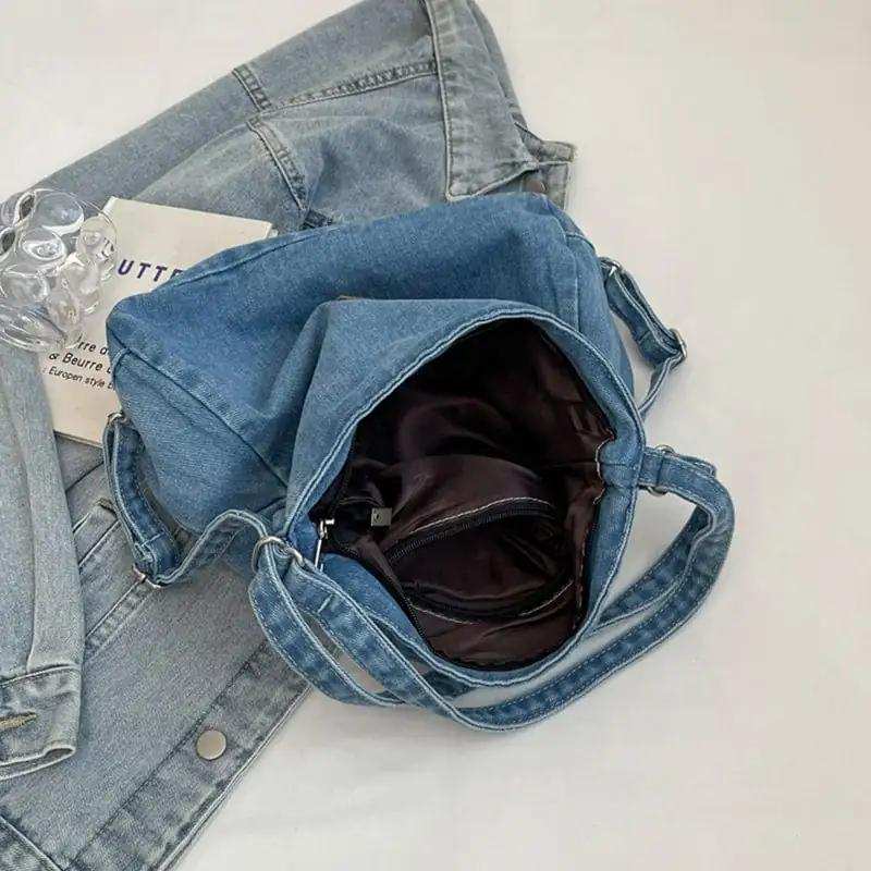 Adjustable Strap Denim Shoulder Bag - Trendsi - Flyclothing LLC