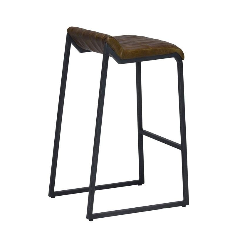 27 " Brown And Black Iron Backless Counter Height Bar Chair - Homeroots - Flyclothing LLC
