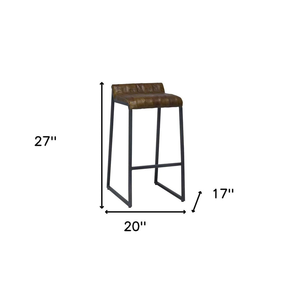 27 " Brown And Black Iron Backless Counter Height Bar Chair - Homeroots - Flyclothing LLC