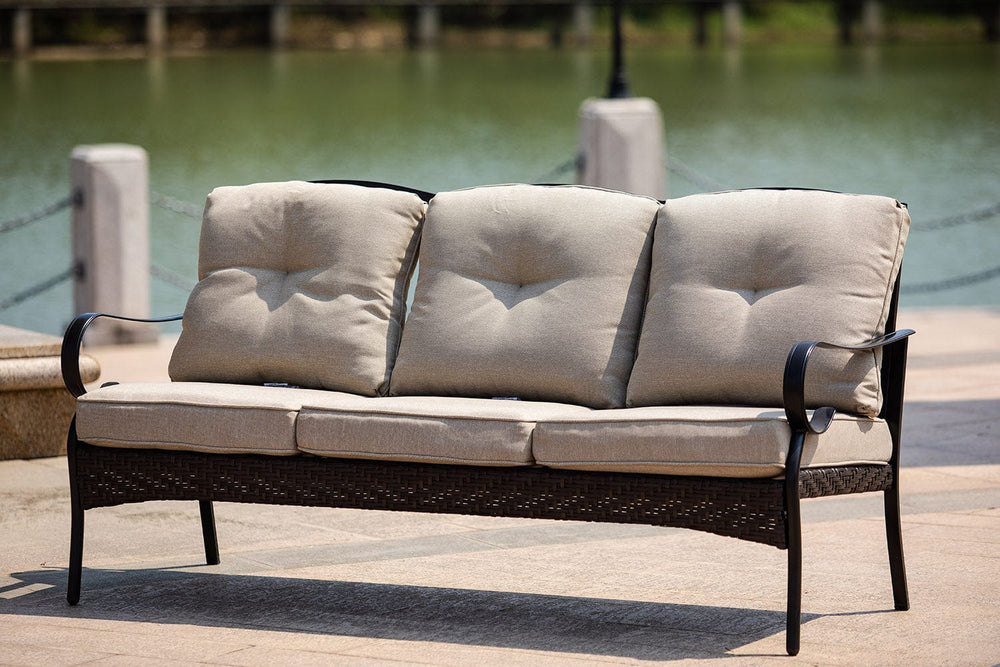 69" Beige Polyester Blend Settee With Black Legs - Homeroots - Flyclothing LLC