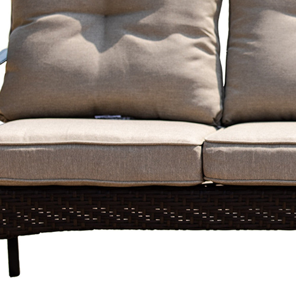 69" Beige Polyester Blend Settee With Black Legs - Homeroots - Flyclothing LLC