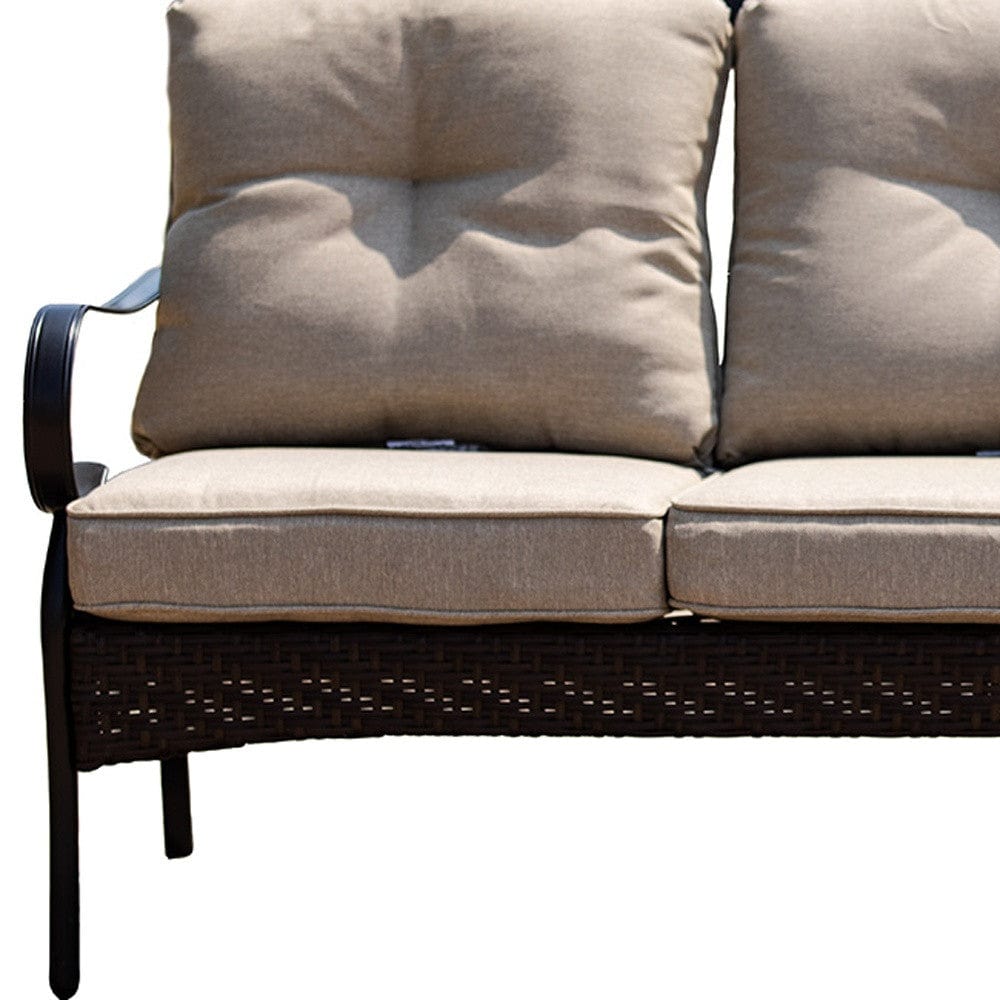 69" Beige Polyester Blend Settee With Black Legs - Homeroots - Flyclothing LLC