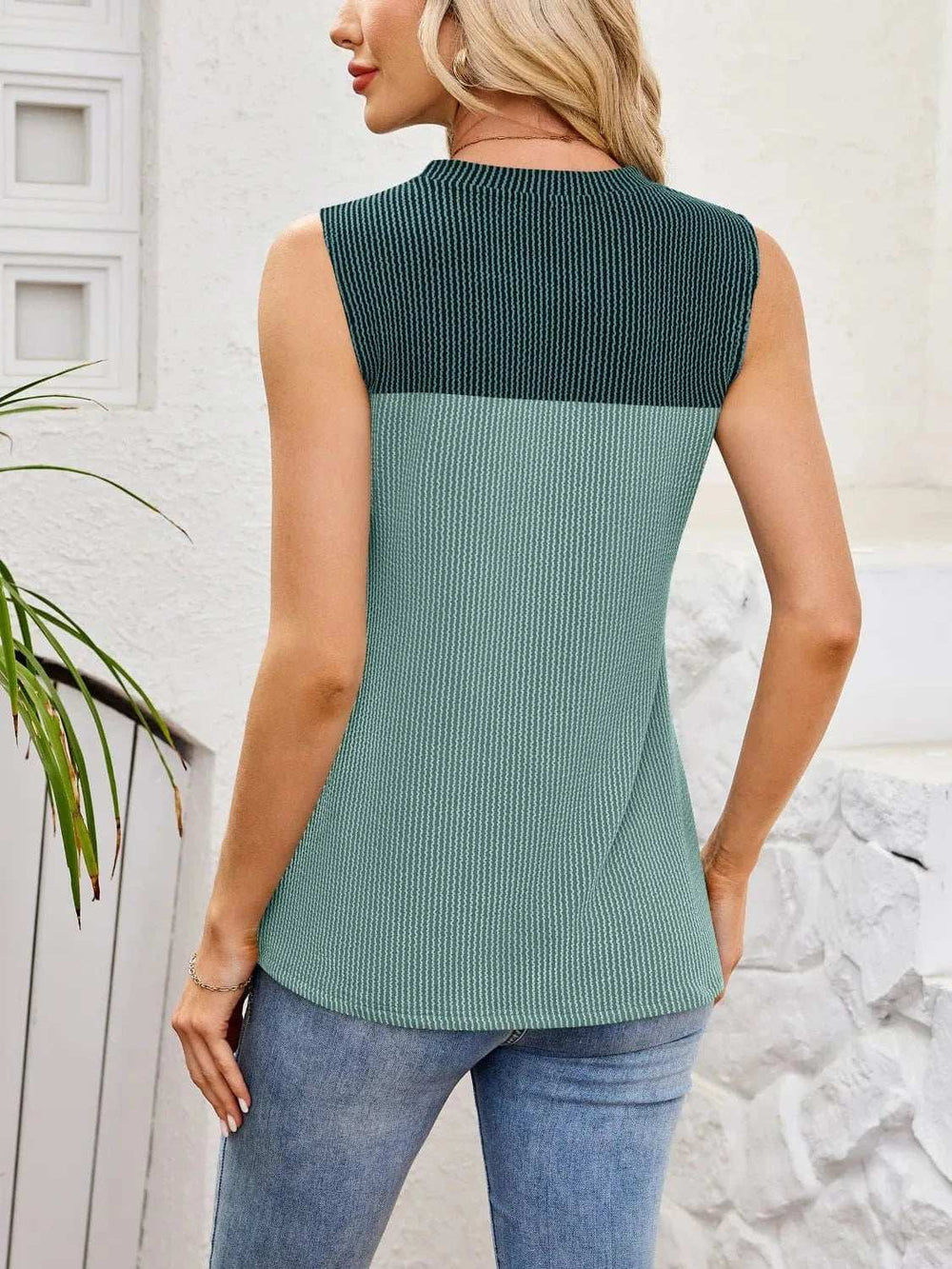 Textured Round Neck Tank - Trendsi - Flyclothing LLC