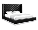 60 X 91 X 91 Black Faux Leather Bed King - Homeroots - Flyclothing LLC