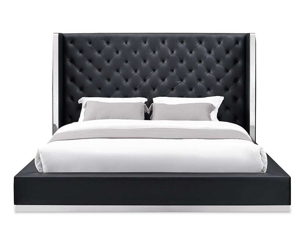 60 X 91 X 91 Black Faux Leather Bed King - Homeroots - Flyclothing LLC