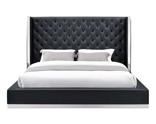 60 X 91 X 91 Black Faux Leather Bed King - Homeroots - Flyclothing LLC