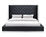 60 X 91 X 91 Black Faux Leather Bed King - Homeroots - Flyclothing LLC