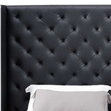 60 X 91 X 91 Black Faux Leather Bed King - Homeroots - Flyclothing LLC
