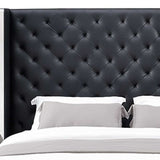 60 X 91 X 91 Black Faux Leather Bed King - Homeroots - Flyclothing LLC