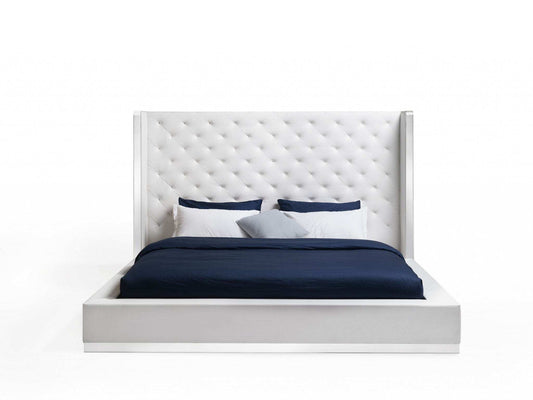 60 X 91 X 91 White Faux Leather Bed King - Homeroots - Flyclothing LLC