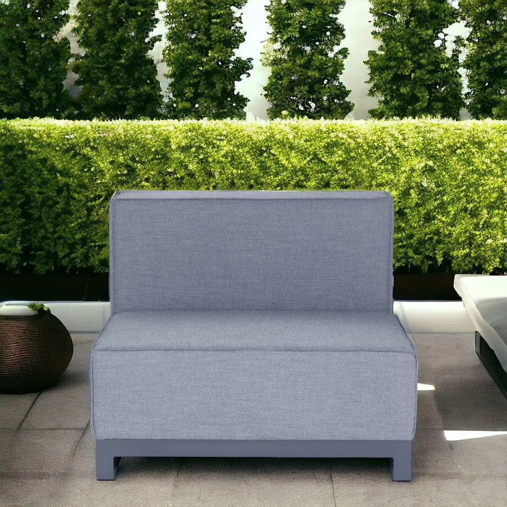 35" Gray and TPU Coating Metal Outdoor Modular with Gray Cushion - Homeroots