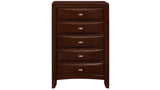 32" Espresso Solid Wood Five Drawer Chest - Homeroots