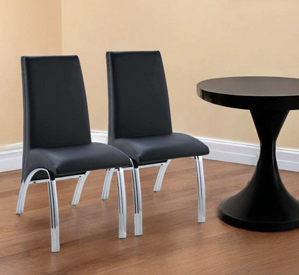 Set of Two Silver Upholstered Faux Leather Dining Side Chairs - Homeroots - Flyclothing LLC