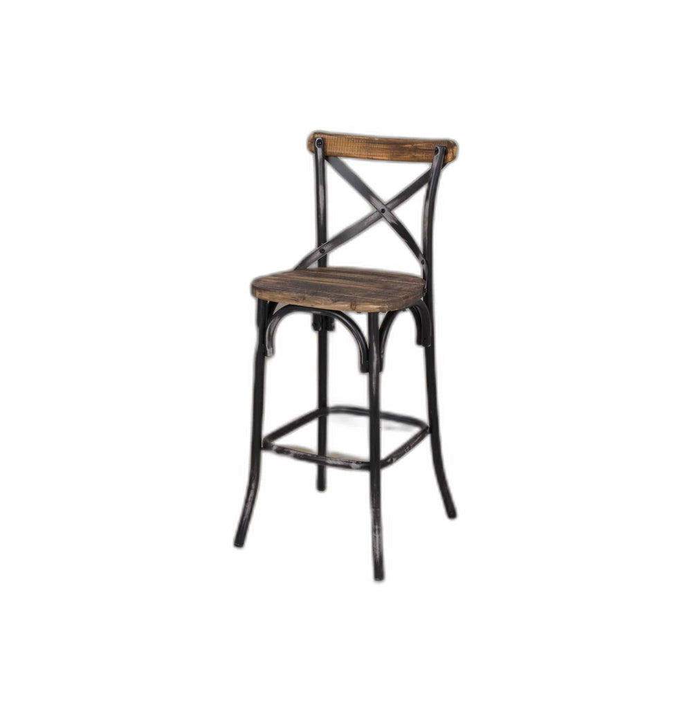 22" Brown And Black Iron Bar Chair - Homeroots - Flyclothing LLC