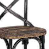 22" Brown And Black Iron Bar Chair - Homeroots - Flyclothing LLC