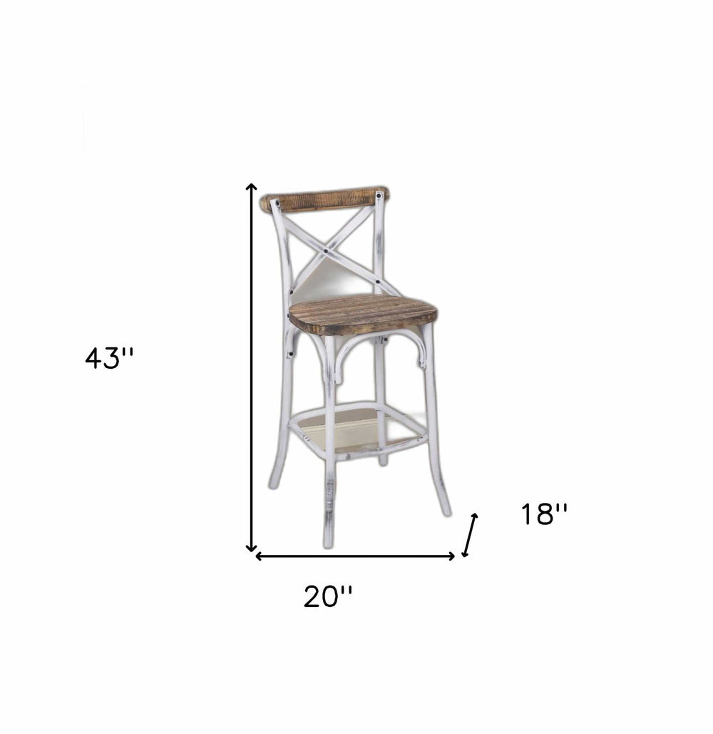 20" Brown And White Iron Bar Chair - Homeroots - Flyclothing LLC