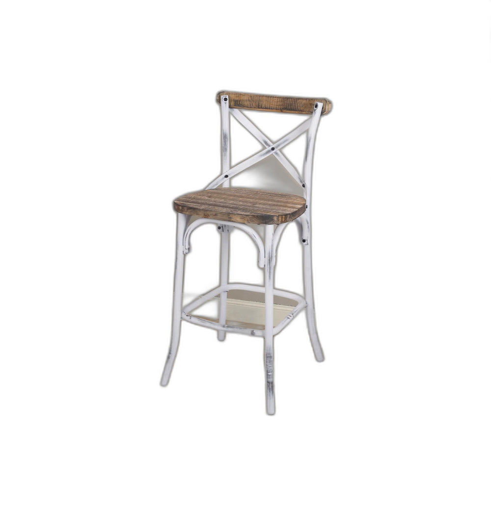 20" Brown And White Iron Bar Chair - Homeroots - Flyclothing LLC