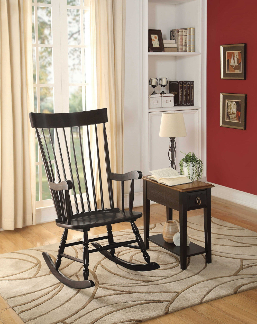 33" X 25" X 45" Black Wood Rocking Chair - Homeroots - Flyclothing LLC