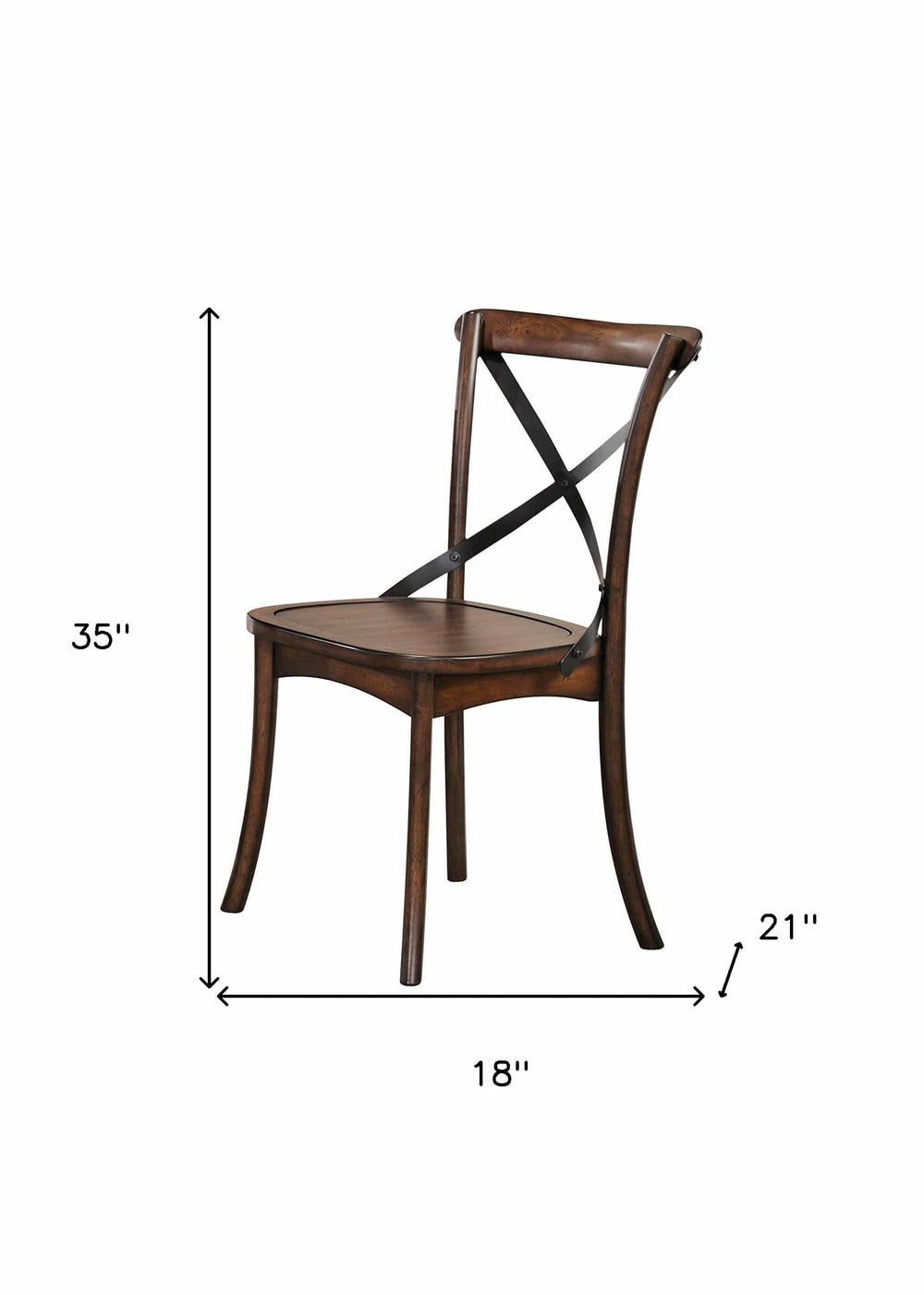 Set of Two Brown Cross Back Dining Side Chairs - Homeroots - Flyclothing LLC