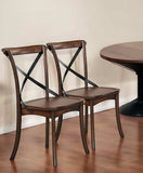 Set of Two Brown Cross Back Dining Side Chairs - Homeroots - Flyclothing LLC