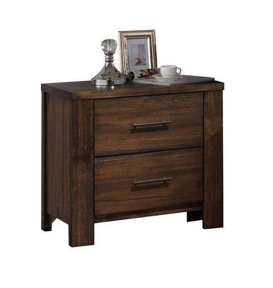 25" Brown Two Drawers Nightstand - Homeroots