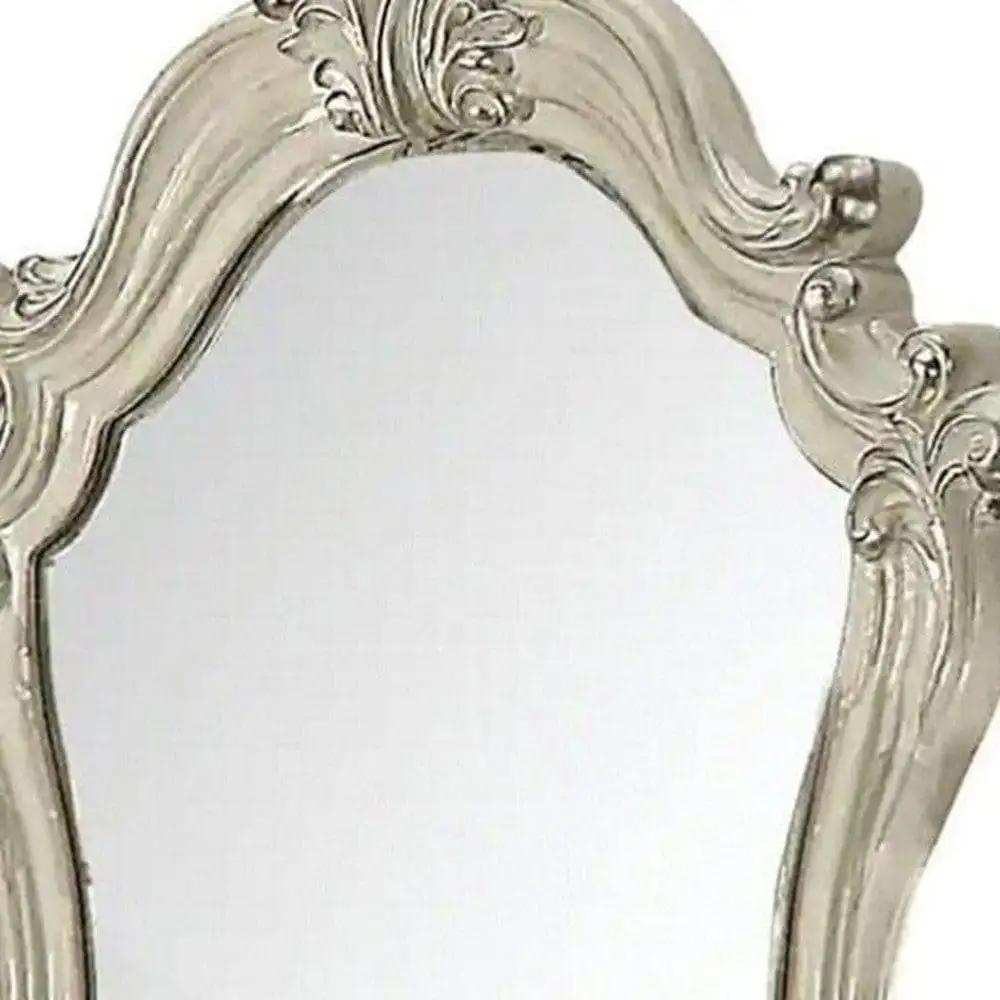 White and Silver Wood Framed Dresser Mirror - Homeroots - Flyclothing LLC