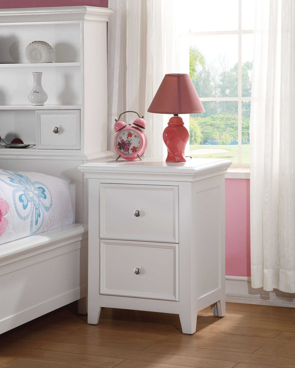 27" White Two Drawers Nightstand - Homeroots - Flyclothing LLC