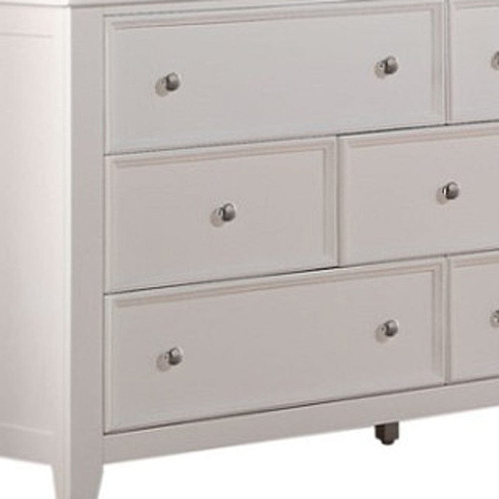 58" White Solid Wood Seven Drawer Triple Dresser - Homeroots - Flyclothing LLC
