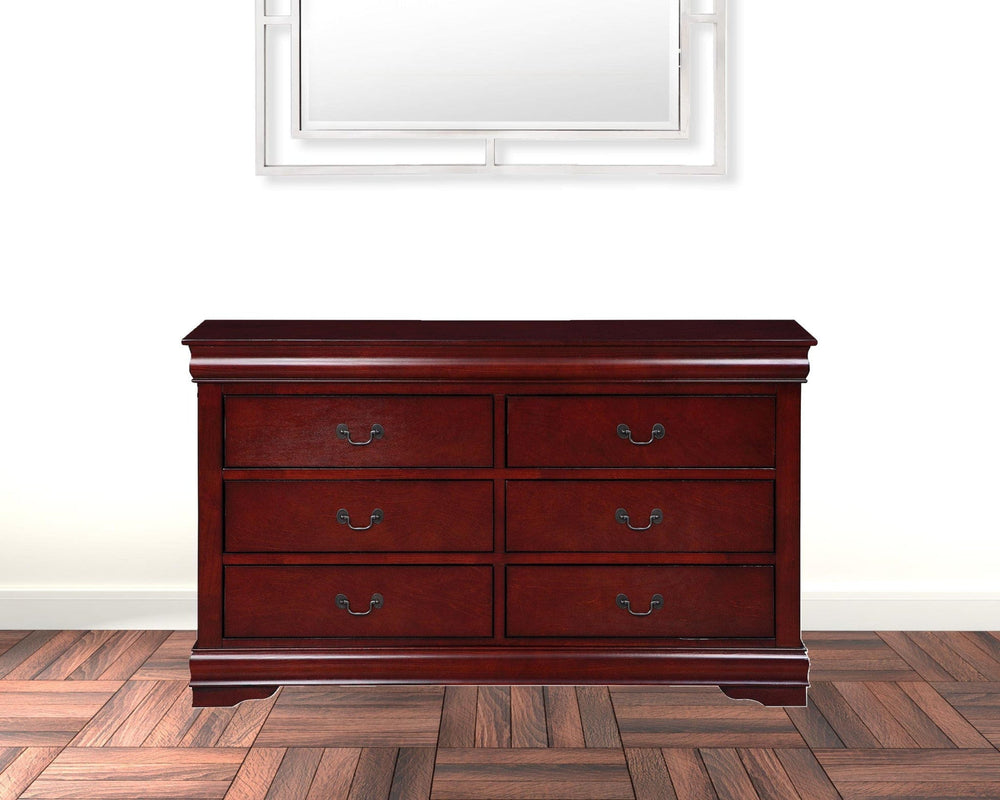 57" Brown Solid Wood Double Dresser - Homeroots - Flyclothing LLC