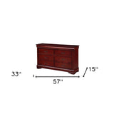 57" Brown Solid Wood Double Dresser - Homeroots - Flyclothing LLC
