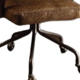 Brown and Black Swivel Faux Leather Rolling Office Chair - Homeroots - Flyclothing LLC