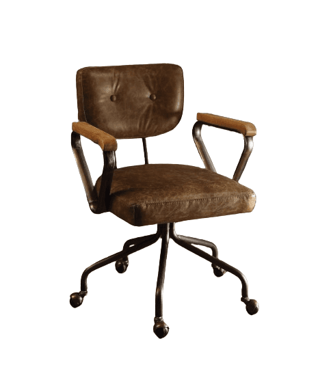 Brown and Black Swivel Faux Leather Rolling Office Chair - Homeroots - Flyclothing LLC