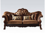 73" Dark Brown And Brown Velvet Loveseat and Toss Pillows - Homeroots
