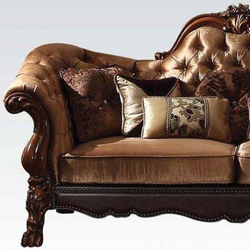 73" Dark Brown And Brown Velvet Loveseat and Toss Pillows - Homeroots