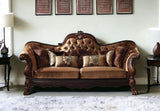 73" Dark Brown And Brown Velvet Loveseat and Toss Pillows - Homeroots